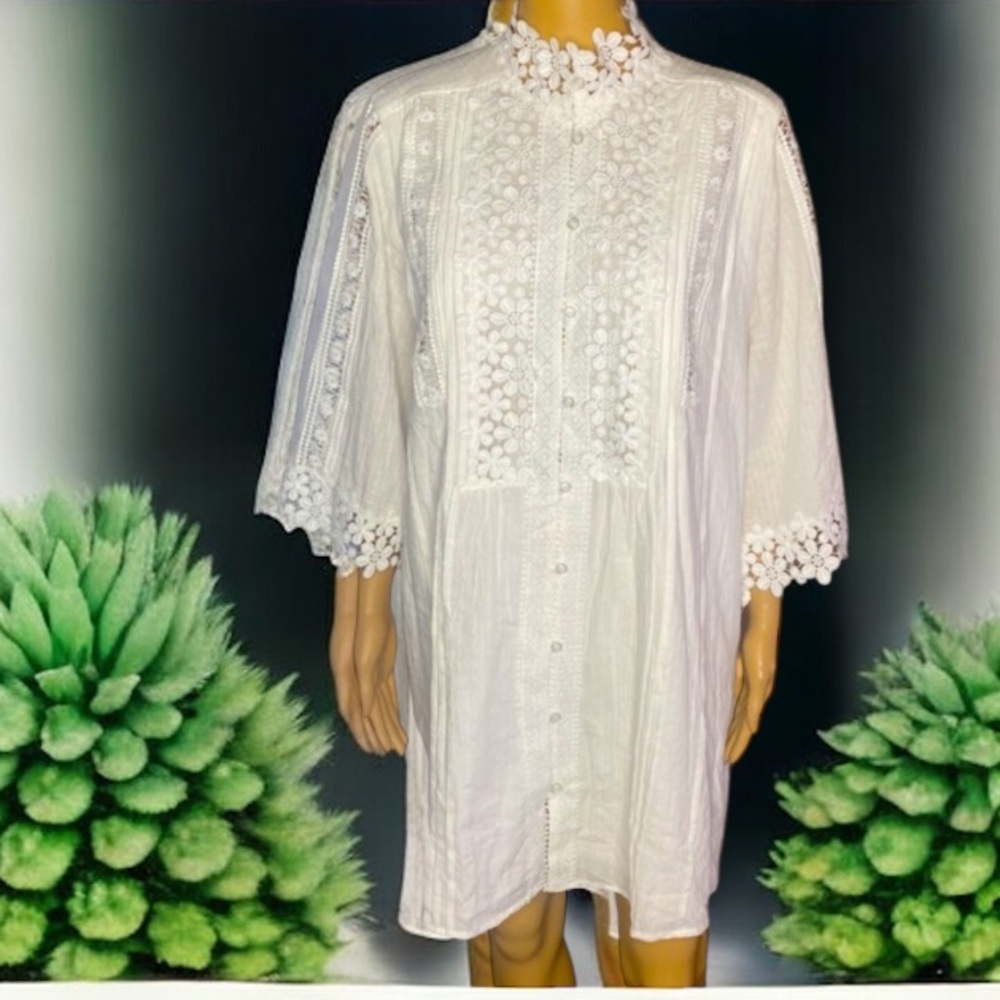 VICI White Crochet Lace High Neck
Tunic Blouse Small Boho
Cottagecore
